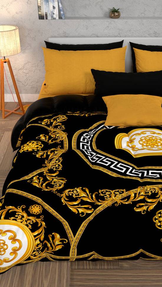 PETTI Piumone, Trapunta Matrimoniale, Singola, Piazza E Mezza, Barocco Nero