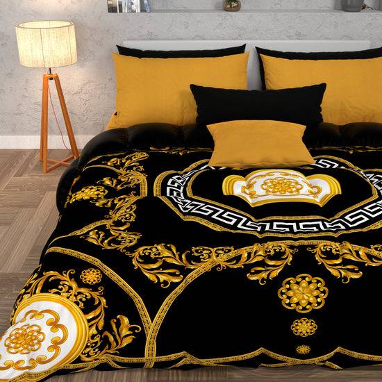 PETTI Piumone, Trapunta Matrimoniale, Singola, Piazza e Mezza, Barocco Nero