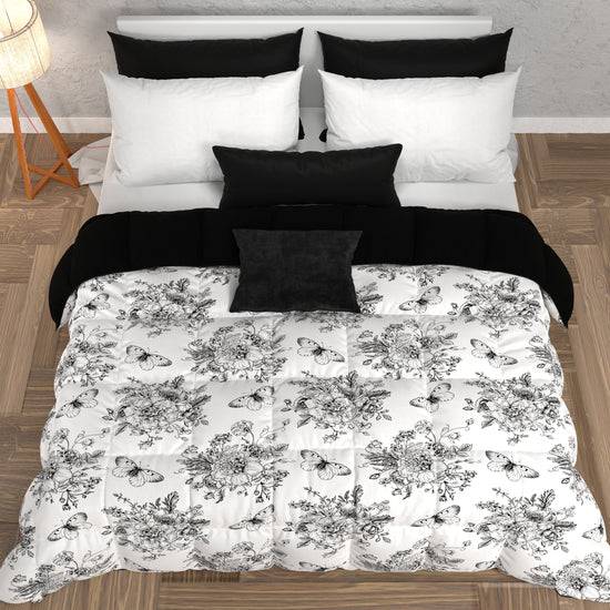 PETTI Piumone, Trapunta Matrimoniale, Singola, Piazza E Mezza, Botanic Nero