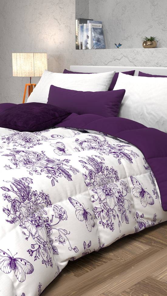 PETTI Piumone, Trapunta Matrimoniale, Singola, Piazza E Mezza, Botanic Viola