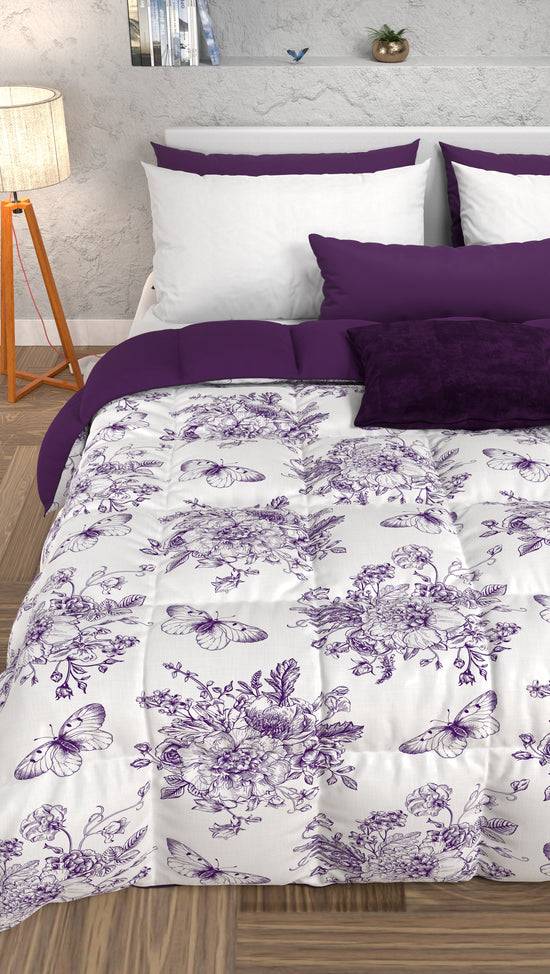 PETTI Piumone, Trapunta Matrimoniale, Singola, Piazza E Mezza, Botanic Viola