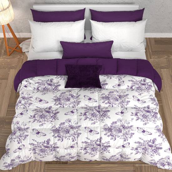 PETTI Piumone, Trapunta Matrimoniale, Singola, Piazza E Mezza, Botanic Viola