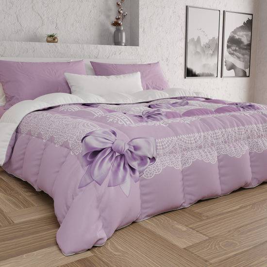 PETTI Piumone, Trapunta Matrimoniale, Singola, Piazza E Mezza, Fiocco Lilla