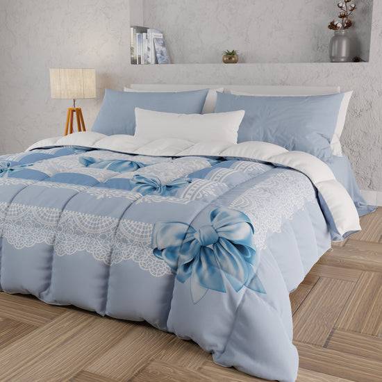 PETTI Piumone, Trapunta Matrimoniale, Singola, Piazza E Mezza, Fiocco Celeste