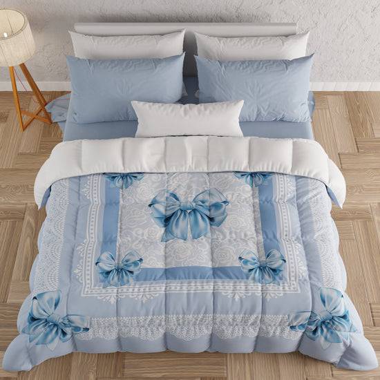 PETTI Piumone, Trapunta Matrimoniale, Singola, Piazza E Mezza, Fiocco Celeste