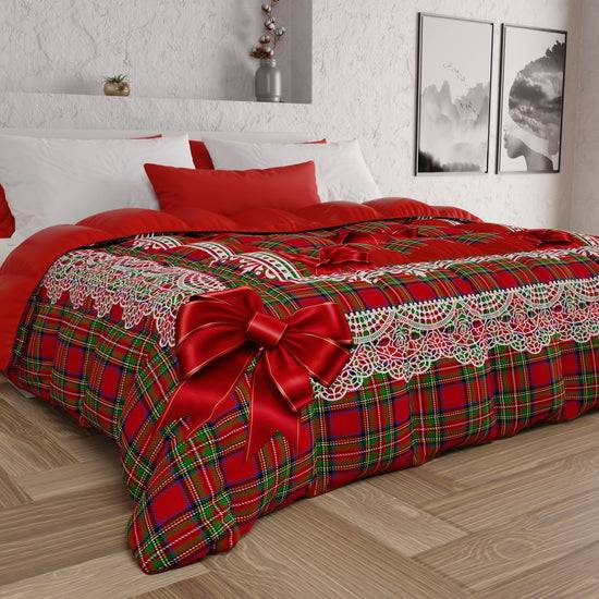 PETTI Piumone, Trapunta Matrimoniale, Singola, Piazza E Mezza, Fiocco Tartan, Fantasia Scozzese