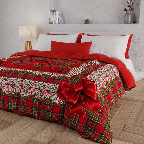 PETTI Piumone, Trapunta Matrimoniale, Singola, Piazza E Mezza, Fiocco Tartan, Fantasia Scozzese