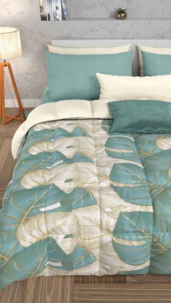 PETTI Piumone, Trapunta Matrimoniale, Singola, Piazza E Mezza, Tropical 05 Celeste