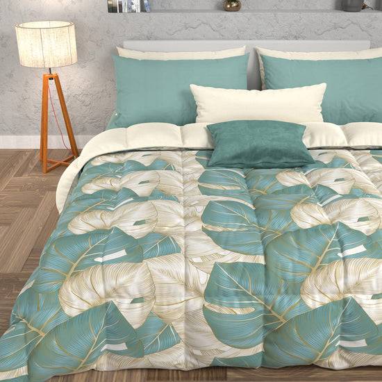 PETTI Piumone, Trapunta Matrimoniale, Singola, Piazza e Mezza, Tropical 05 Celeste