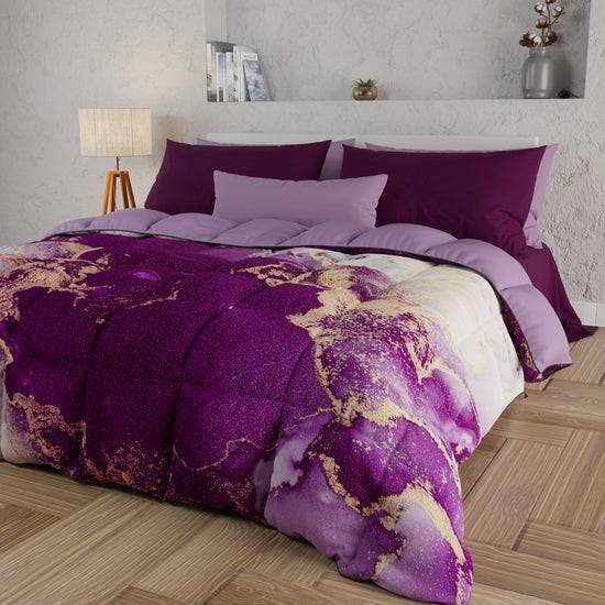 PETTI Piumone, Trapunta Matrimoniale, Singola, Piazza E Mezza, Marble-Viola