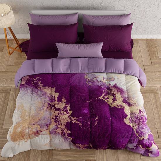 PETTI Piumone, Trapunta Matrimoniale, Singola, Piazza E Mezza, Marble-Viola