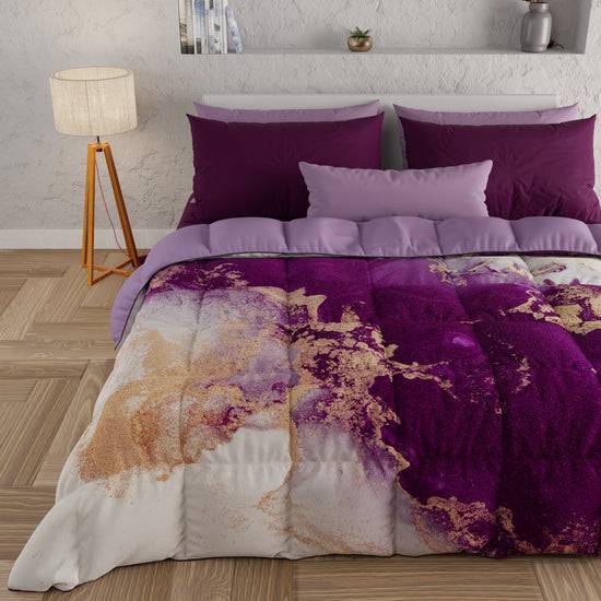 PETTI Piumone, Trapunta Matrimoniale, Singola, Piazza e Mezza, Marble-Viola