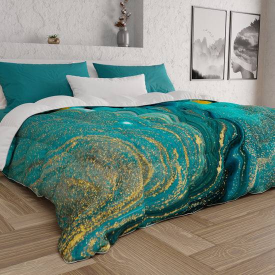 PETTI Piumone, Trapunta Matrimoniale, Singola, Piazza E Mezza, Marble-Verde