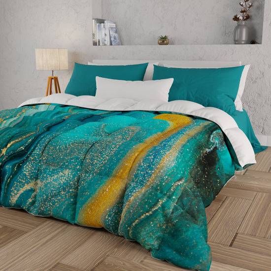 PETTI Piumone, Trapunta Matrimoniale, Singola, Piazza E Mezza, Marble-Verde