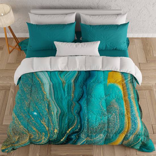 PETTI Piumone, Trapunta Matrimoniale, Singola, Piazza E Mezza, Marble-Verde