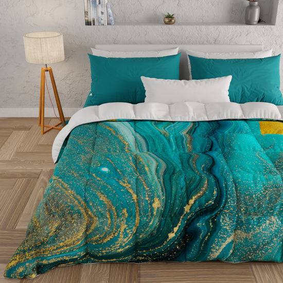 PETTI Piumone, Trapunta Matrimoniale, Singola, Piazza e Mezza, Marble-Verde