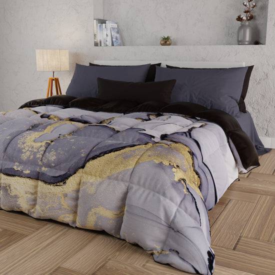 PETTI Piumone, Trapunta Matrimoniale, Singola, Piazza E Mezza, Marble-GrigioS