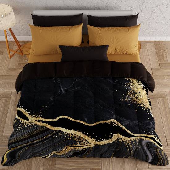 PETTI Piumone, Trapunta Matrimoniale, Singola, Piazza E Mezza, Marble-Nero