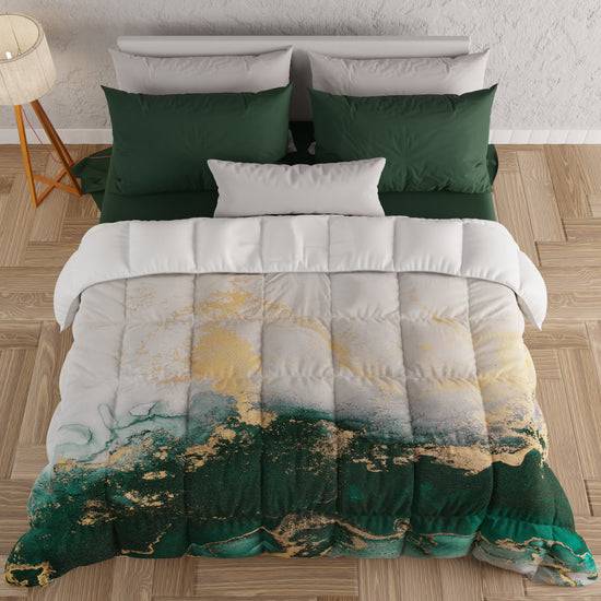 PETTI Piumone, Trapunta Matrimoniale, Singola, Piazza E Mezza, Marble-Smeraldo