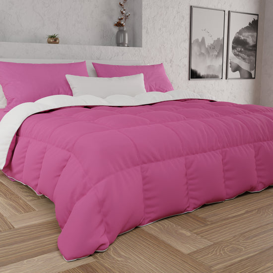 PETTI Piumone Trapunta Matrimoniale, Singola, Piazza E Mezza, Fucsia Bianco
