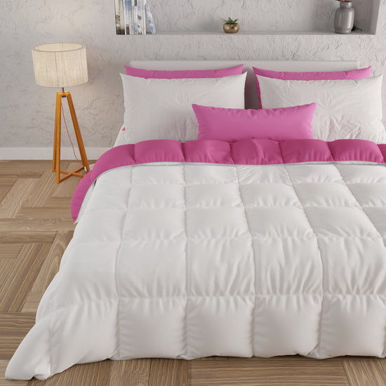 PETTI Piumone Trapunta Matrimoniale, Singola, Piazza E Mezza, Fucsia Bianco