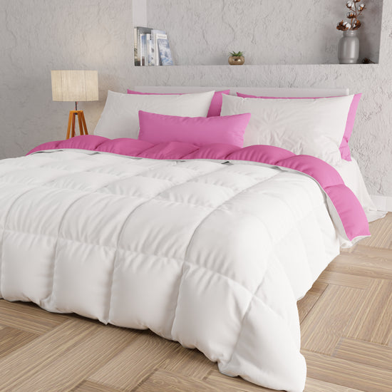 PETTI Piumone Trapunta Matrimoniale, Singola, Piazza E Mezza, Fucsia Bianco