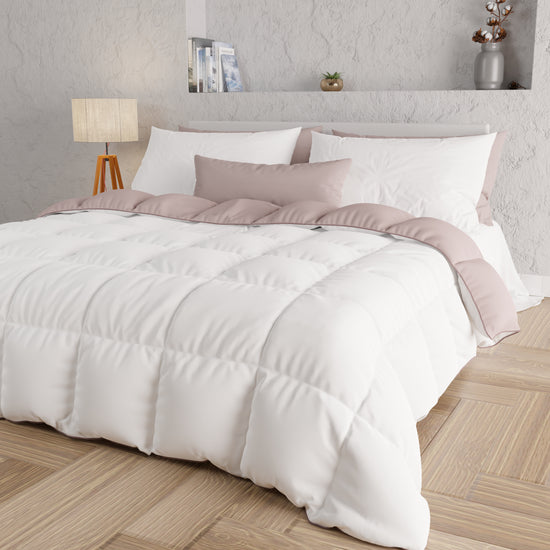 PETTI Piumone Trapunta Matrimoniale, Singola, Piazza E Mezza, Rosa Antico Bianco