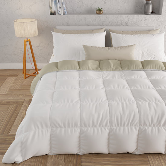 PETTI Piumone Trapunta Matrimoniale, Singola, Piazza E Mezza, Bianco Tortora