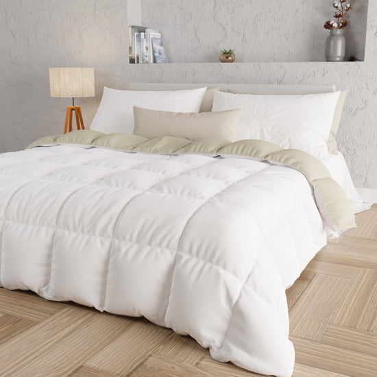 PETTI Piumone Trapunta Matrimoniale, Singola, Piazza E Mezza, Bianco Tortora