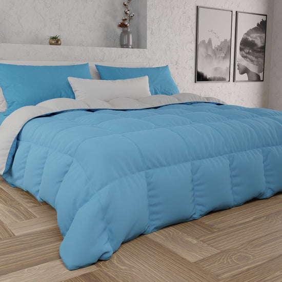 PETTI Piumone Trapunta Matrimoniale, Singola, Piazza E Mezza, Celeste Grigio