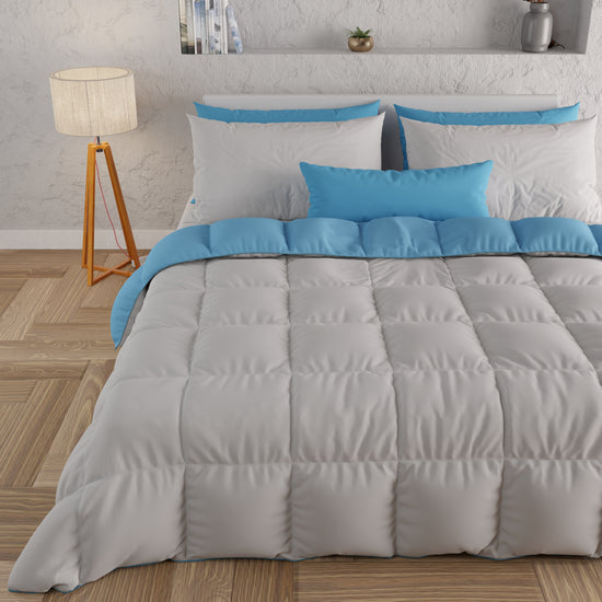 PETTI Piumone Trapunta Matrimoniale, Singola, Piazza E Mezza, Celeste Grigio