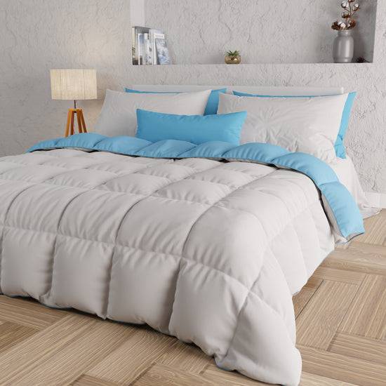 PETTI Piumone Trapunta Matrimoniale, Singola, Piazza E Mezza, Celeste Grigio