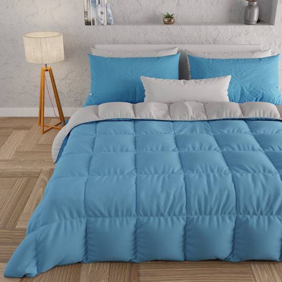 PETTI Piumone Trapunta Matrimoniale, Singola, Piazza e Mezza, Celeste Grigio