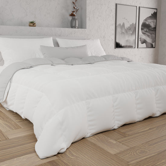 PETTI Piumone Trapunta Matrimoniale, Singola, Piazza E Mezza, Bianco Grigio