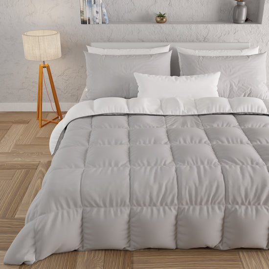 PETTI Piumone Trapunta Matrimoniale, Singola, Piazza E Mezza, Bianco Grigio