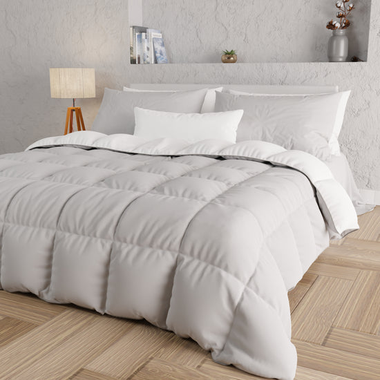 PETTI Piumone Trapunta Matrimoniale, Singola, Piazza E Mezza, Bianco Grigio