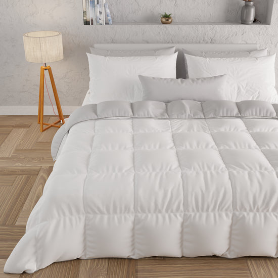 PETTI Piumone Trapunta Matrimoniale, Singola, Piazza e Mezza, Bianco Grigio