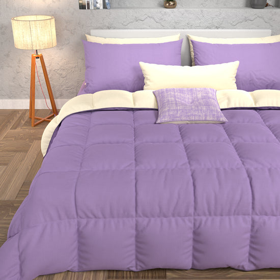 PETTI Piumone Trapunta Matrimoniale, Singola, Piazza E Mezza, Panna Lilla