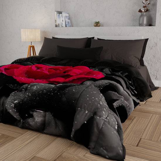 PETTI Piumone, Trapunta Matrimoniale, Singola, Piazza E Mezza, Black Roses