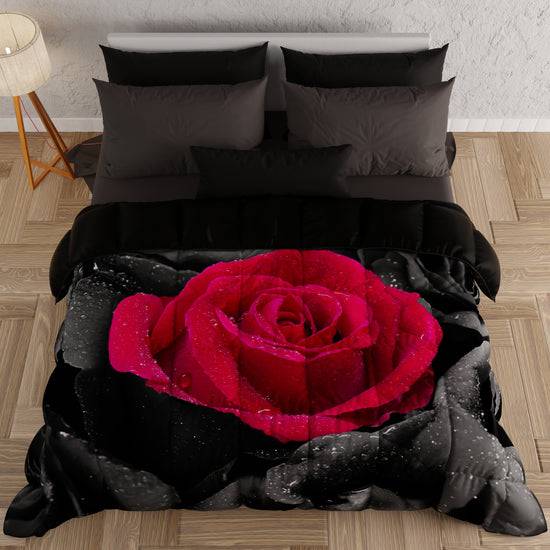PETTI Piumone, Trapunta Matrimoniale, Singola, Piazza E Mezza, Black Roses