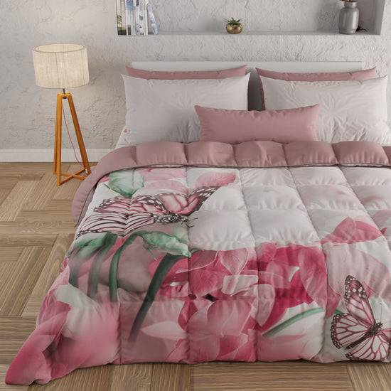 PETTI Piumone, Trapunta Matrimoniale, Singola, Piazza e Mezza, Roses Butterfly