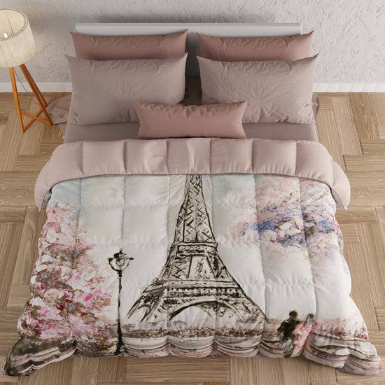 PETTI Piumone, Trapunta Matrimoniale, Singola, Piazza E Mezza, Paris, Parigi Torre Eiffel