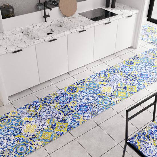 PETTI Tappeto Cucina Antiscivolo Moderno Passatoia Cucina Lavabile Vietri 02 Blu