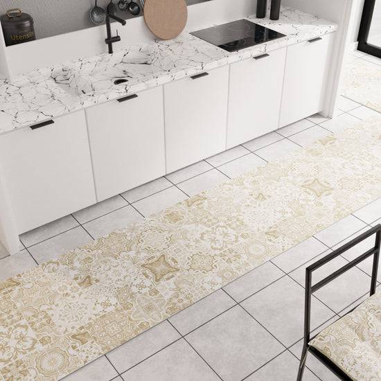 PETTI Tappeto Cucina Antiscivolo Moderno Passatoia Cucina Lavabile Vietri 02 Beige