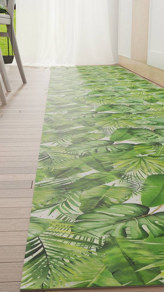 PETTI Tappeto Cucina Antiscivolo Passatoia Cucina Lavabile, Cucina Foglia Tropicale