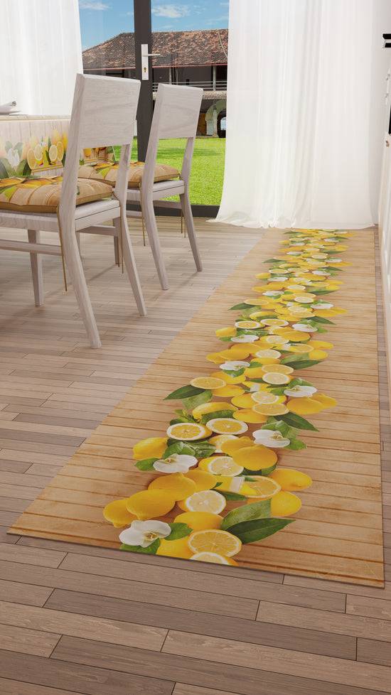 PETTI Tappeto Cucina Antiscivolo Passatoia Cucina Lavabile, Lemon