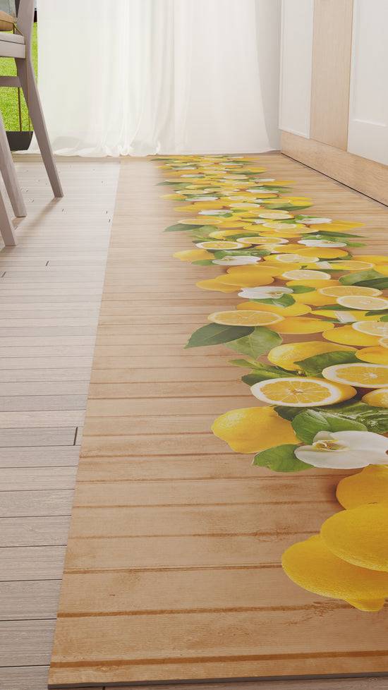 PETTI Tappeto Cucina Antiscivolo Passatoia Cucina Lavabile, Lemon