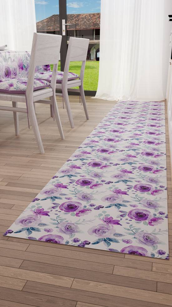 PETTI Tappeto Cucina Antiscivolo Passatoia Cucina Lavabile, Floreale Viola