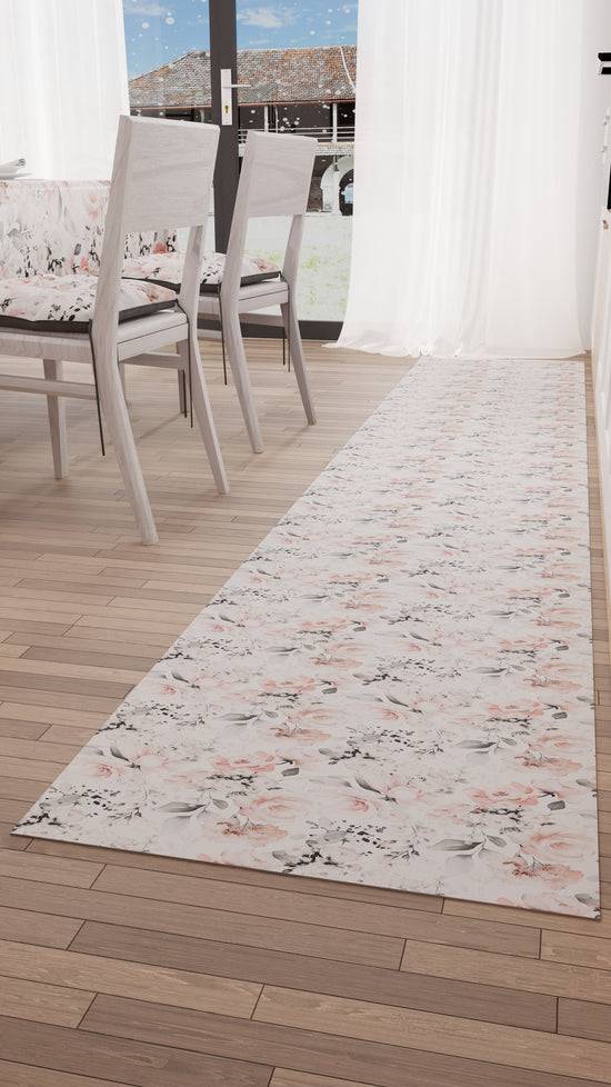 PETTI Tappeto Cucina Antiscivolo Passatoia Cucina Lavabile, Floreale-17 Bianco