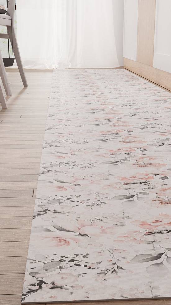 PETTI Tappeto Cucina Antiscivolo Passatoia Cucina Lavabile, Floreale-17 Bianco